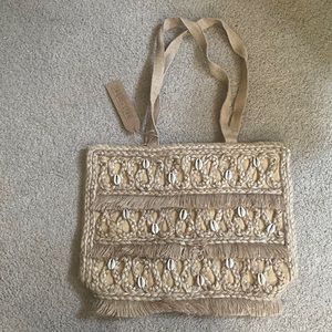 salt + umber Isla Jute Seashell Tote Bag NWT